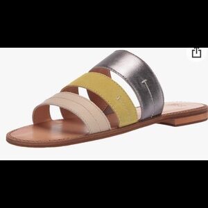 Frye & Co. Evie 3 Band Slide Lime multi Leather Slides Flats Shoes 7.5M